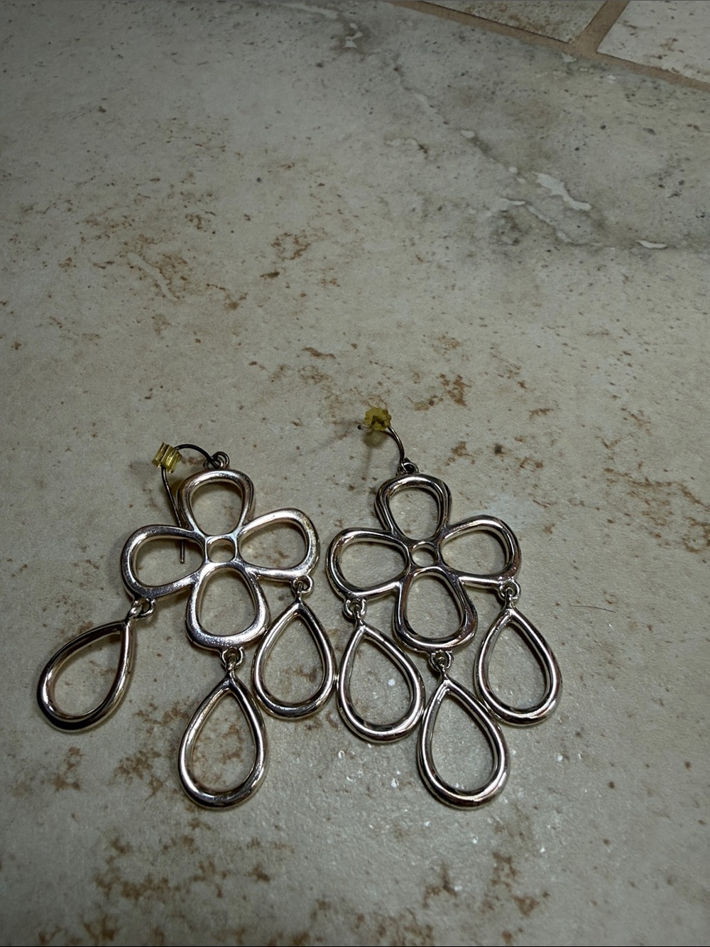 Silver Floral Dangle Earrings - Women Jewelry